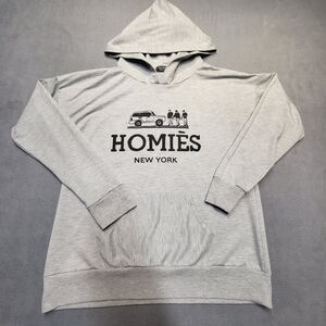 Homies New York Hoodie Womens L Gray Pullover Sweatshirt Long Sleeve Lightweight